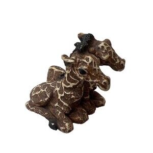 Giraffe Couple Stone Critters Littles Figurine 2.5 Inches African Safari Vintage